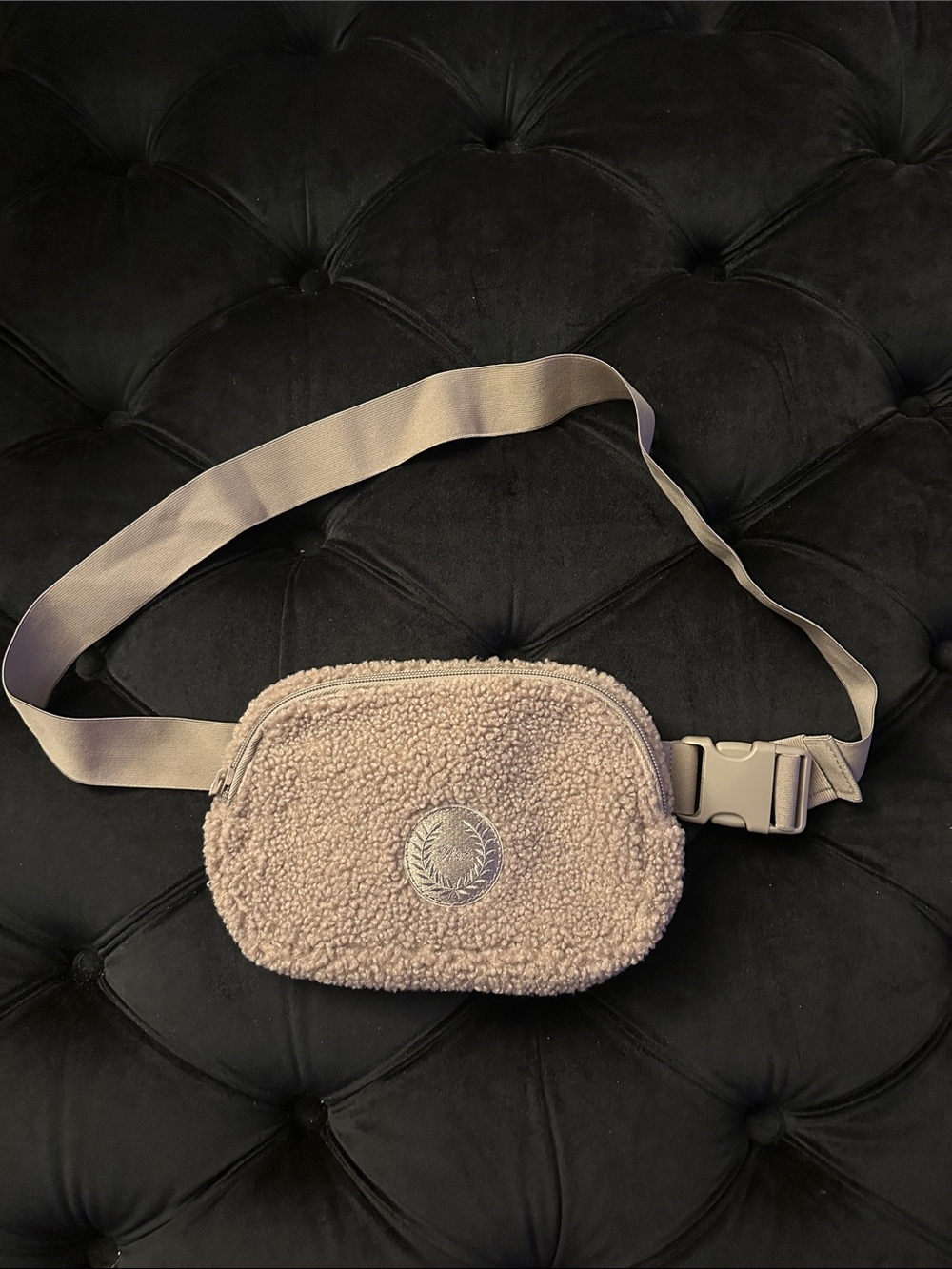 PINK Victoria's Secret Plush Shearling Mini Belt Bag - Taupe